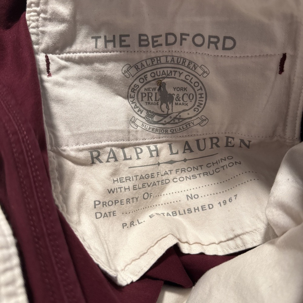 Polo Ralph Lauren Men's Burgundy Bedford Chino Flat Front Shorts Size 38 - Picture 6 of 6